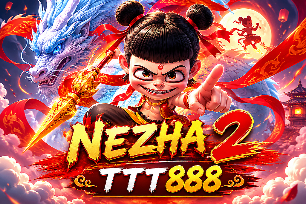 NEZHA 2 di TTT888 dengan karakter Nezha dan efek energi aksi mitologi yang dinamis